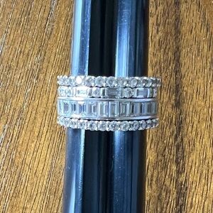 Diamonique Set of 4 Round & Emerald Cut CZ Stack Rings Sterling Silver Size 7